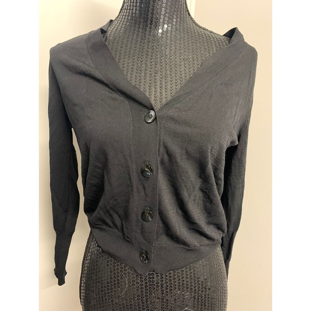 Leith Sweater Pullover Button Up Black S Women's A1